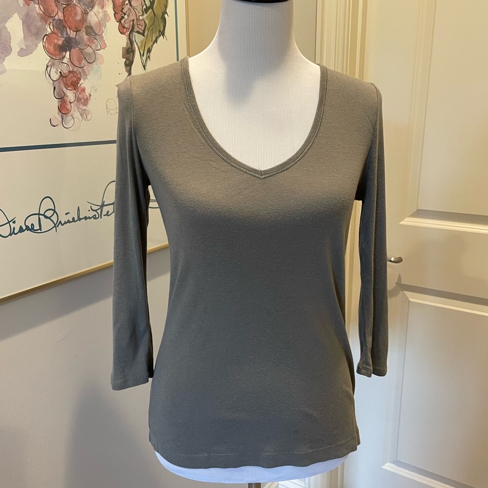 Banana Republic Gray/Green T-Shirt